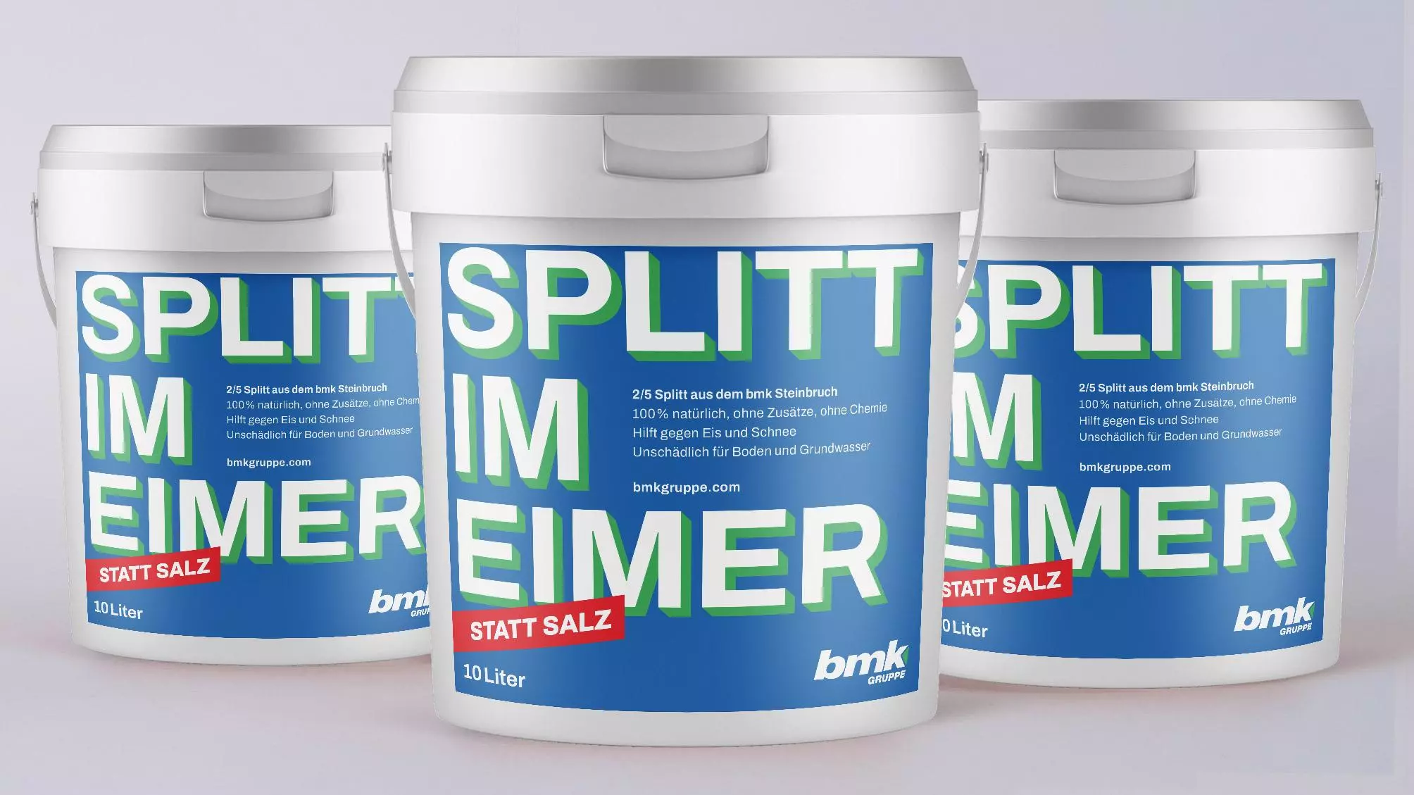 Grafik von drei Eimern gefüllt mit Rollsplitt auf weißem Grund