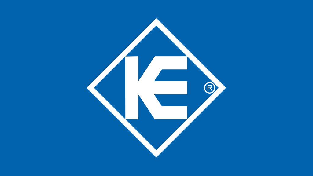 weißes Karl Epple Logo auf blauem Grund