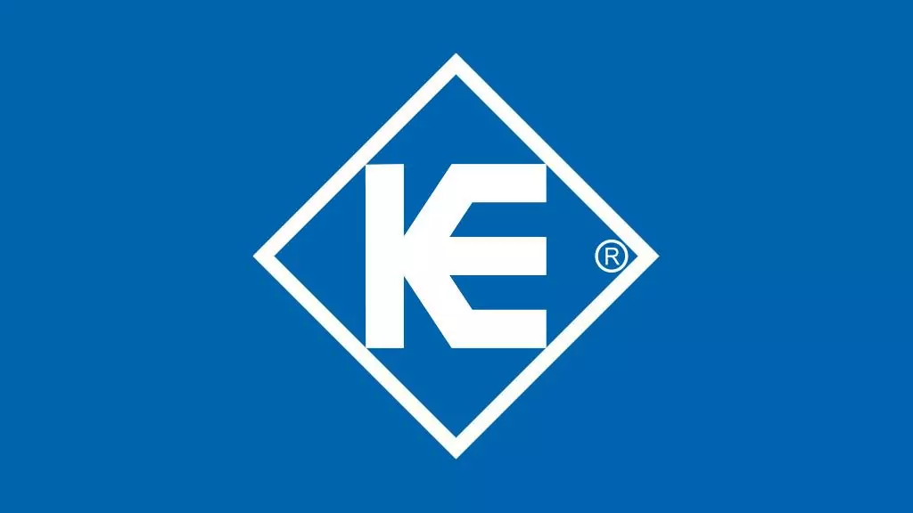 weißes Karl Epple Logo auf blauem Grund